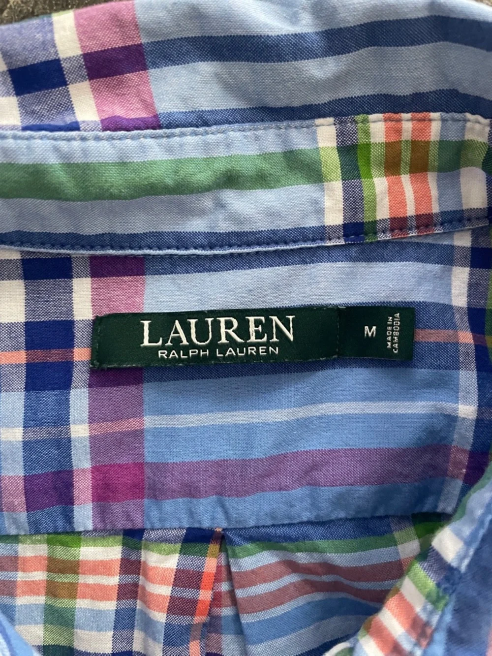 RALPH LAUREN Women’s Preppy Lightweight 3/4 Sleeve Long Plaid Button-Down Shirt - Picture 3 of 11